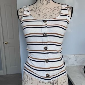 NWOT Aeropostale Seriously Soft Striped White Button Tank